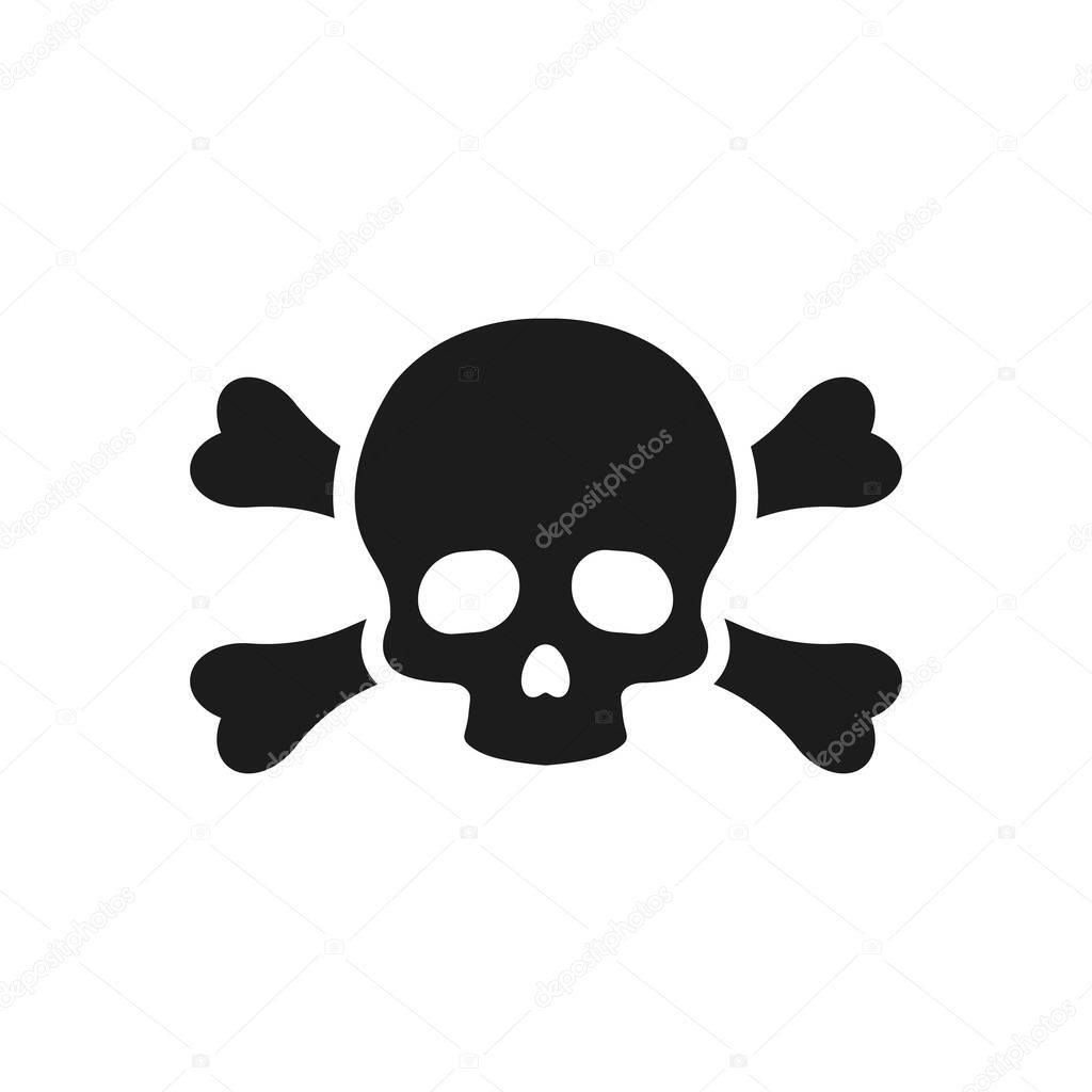 Skull with crossed bones. Vector illustration on withe background.