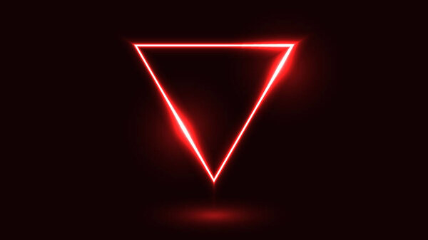 Vector illustration of glowing red gradient neon triangle.