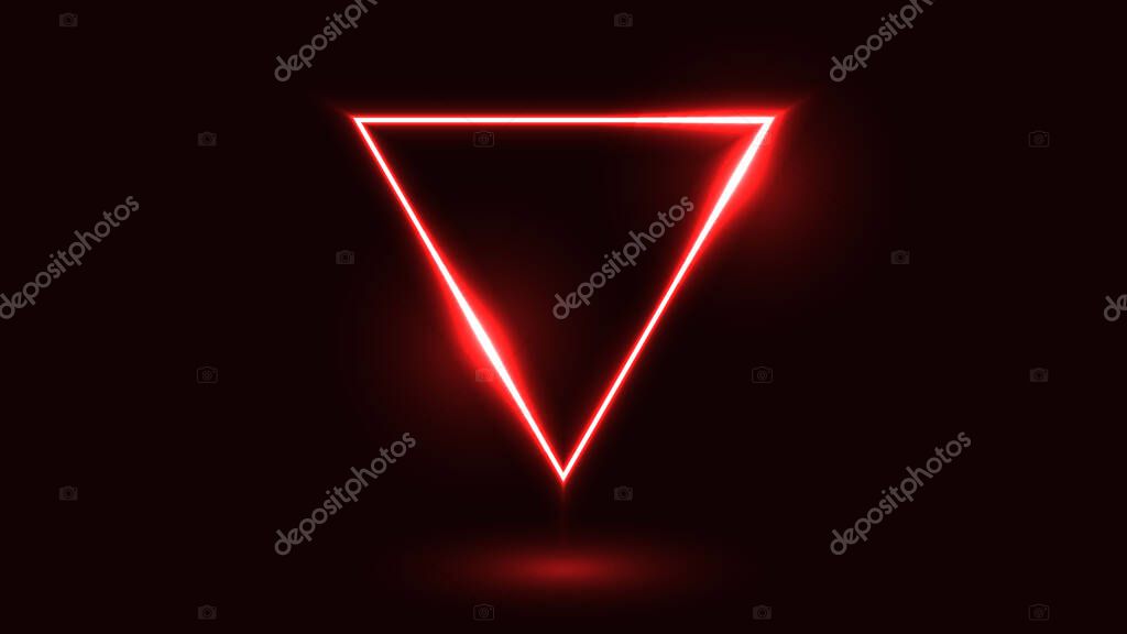 Illustration of glowing red gradient neon triangle.