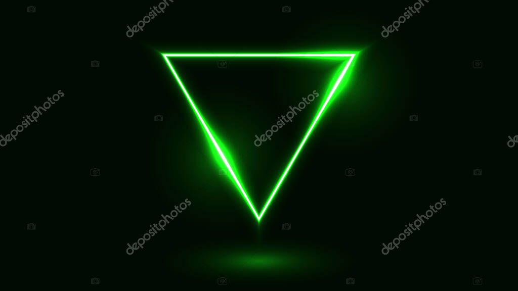 Illustration of glowing blue gradient neon triangle.