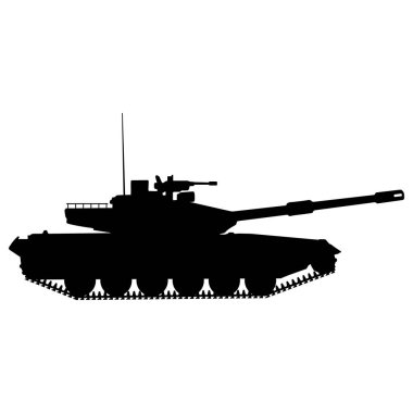 Askeri tank siyah silueti. Vektör.