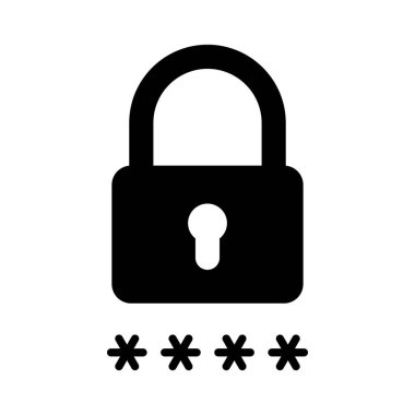 Düz biçimde parola simgesiyle asma kilit. Vektör.