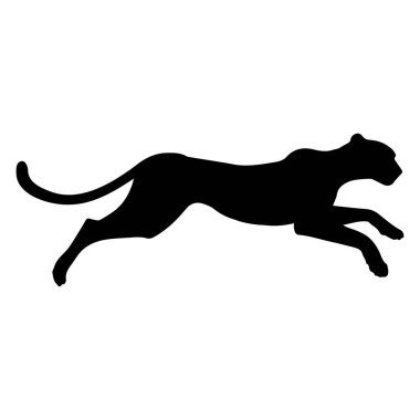 Koşan siyah çita silueti. Vektör.