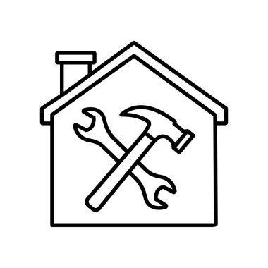 Doğrusal olarak ev onarım ikonu. Vektör.
