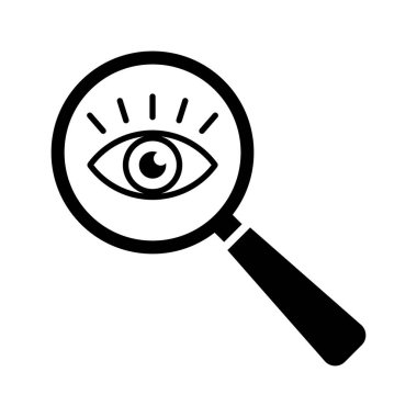 Büyüteç ve göz simgesi düz bir şekilde. Vektör.