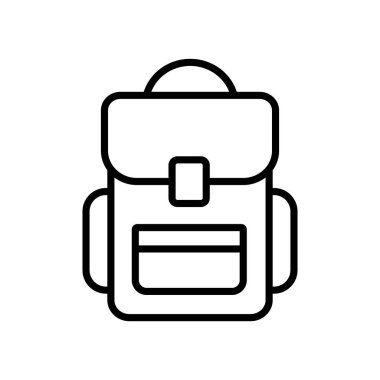 Sırt çantası simgesi doğrusal olarak. Vektör.