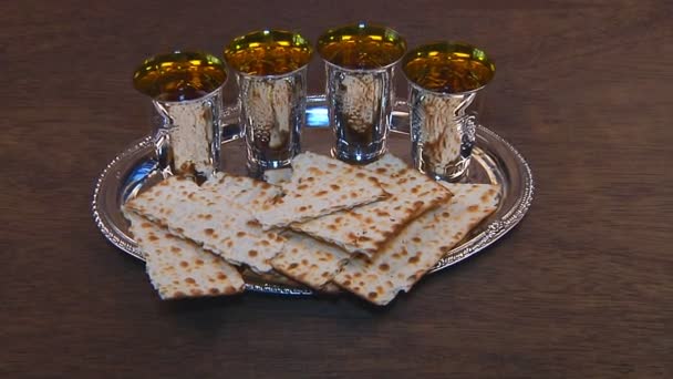 Passover matzo passover wine — Stock Video