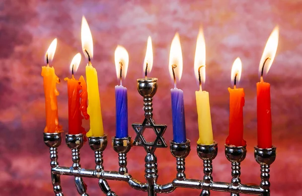 Imagen de vacaciones judías fondo Hanukkah con menorah tradicional — Foto de Stock