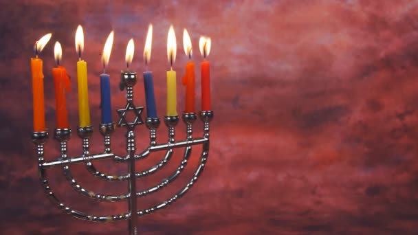 Iluminación de velas Hanukkah Hanukkah celebración judaísmo menorah tradición — Vídeos de Stock