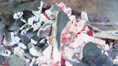 mangal barbekü için yanan kömürler.