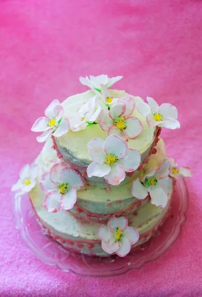 Beautiful white wedding cake — Stock Photo, Image