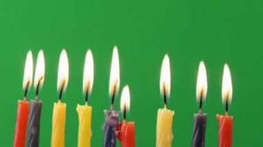 Yeşil ekran din, dini, maneviyat, sembol, gelenek geleneksel mumlar ile Hanuka menorah