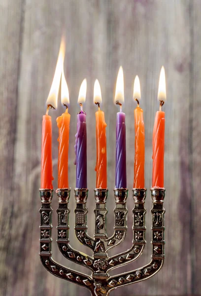 Hanukkah menorah geleneksel ile — Stok fotoğraf