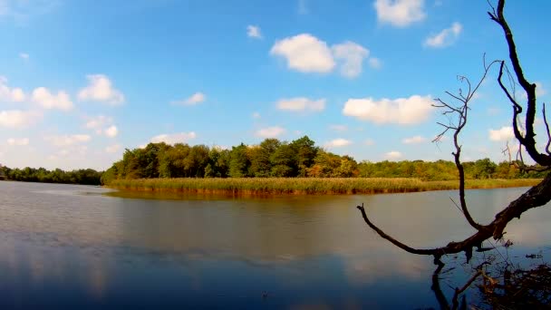 구름, 호수와 푸른 하늘입니다. 실시간으로 — 비디오
