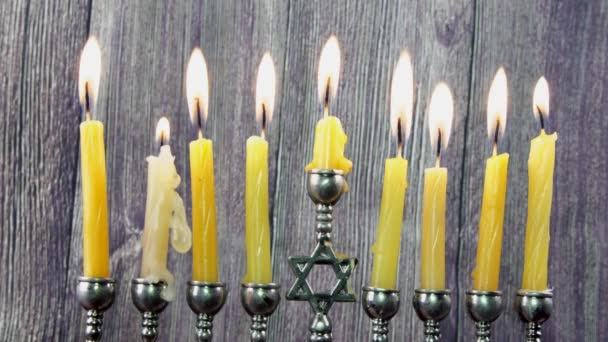 Jewish holiday Hanukkah with menorah — Stock Video