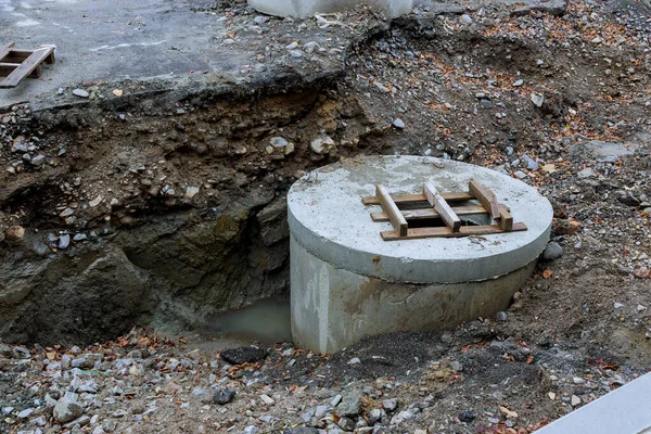 Underground urban sewage construction of a storm sewer collector communications the concrete blocks