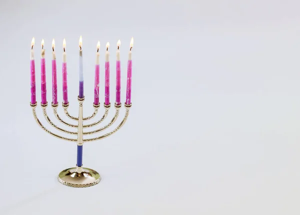 Judisk Semester Symbol Hanukkah Menorah Den Ortodoxa Judiska Festivalen Vit — Stockfoto