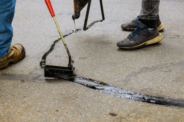 Dolu asfalt yolu tamir, sıvı, sabit yol