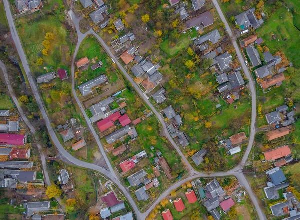 Aerial View Landscape Little Villages Fields Mountains Carpathians Ukraine — Stock Photo, Image