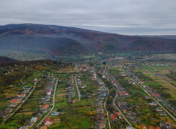 Horská Vesnice Panorama Letecký Pohled Krajinný Les Karpat Ukrajina — Stock fotografie