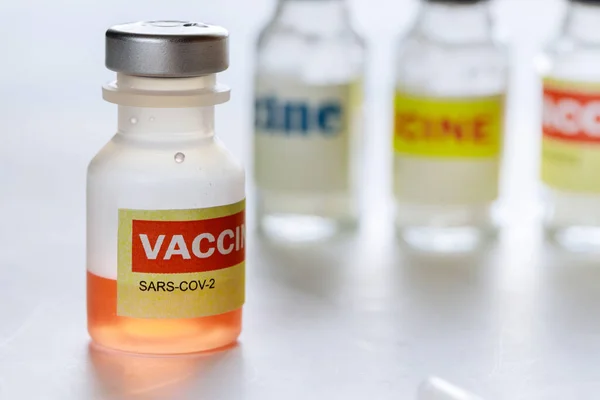 Coronavirus Vakcina Üveg Tartályok Sars Cov Covid Elleni Küzdelem Koronavírus — Stock Fotó