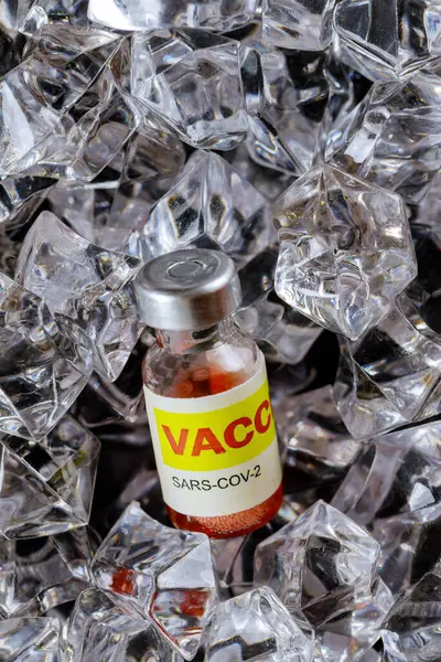 Covid Coronavirus Sars Cov Injekció Elleni Küzdelem Érdekében Vakcinát Jégen — Stock Fotó