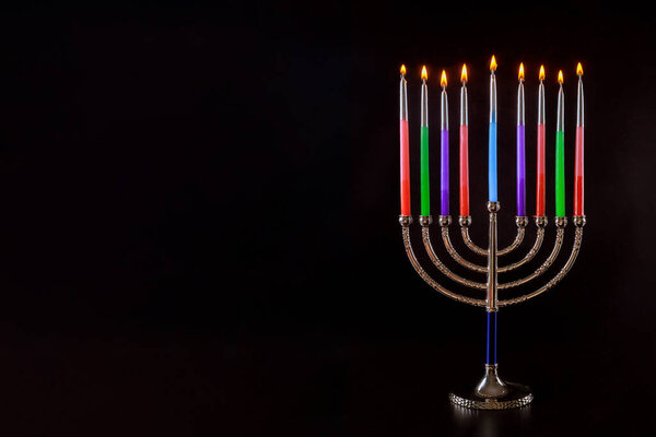 Chanukah a burning menorah symbol of Judaism traditional jewish holiday