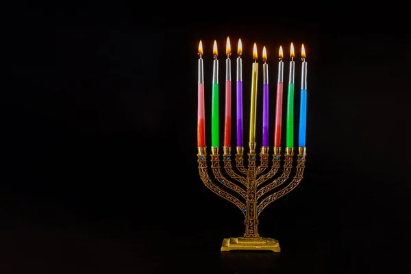 Chanukah Ένα Φλεγόμενο Σύμβολο Menorah Του Ιουδαϊσμού Παραδοσιακή Εβραϊκή Αργία — Φωτογραφία Αρχείου