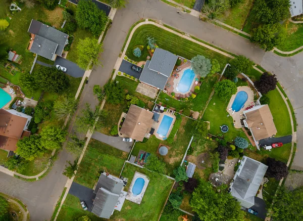 Vista Aérea Aérea Zona Suburbana Del Distrito Apartamentos Con Coches — Foto de Stock