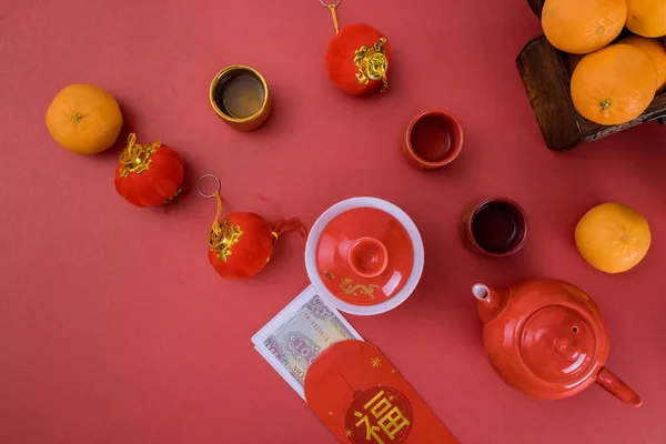 Lunar Año Nuevo Decoración Tradicional Con Chino Asiático Vietnamita Año — Foto de Stock