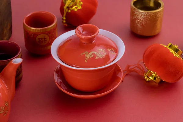 Año Nuevo Chino Las Decoraciones Tradicionales Del Festival Accesorios Naranjas — Foto de Stock