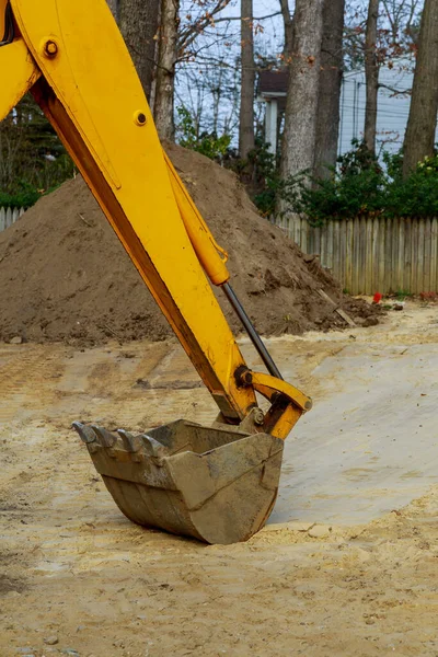 Construcción Con Cucharón Excavadora Durante Las Obras Movimiento Tierras — Foto de Stock
