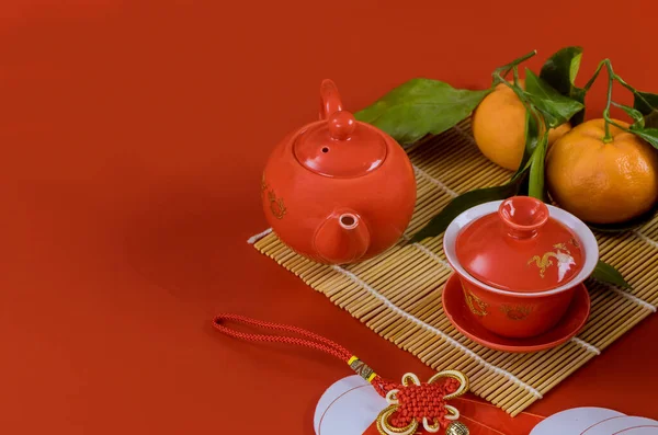 Tradición Con Ceremonia Mandarín Naranjas Las Celebraciones Año Nuevo Asiático — Foto de Stock
