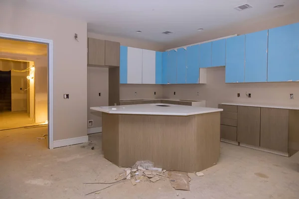 Remodel Home Improvement View Geïnstalleerd Een Nieuw Meubilair Keuken — Stockfoto