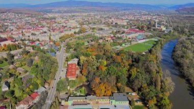 Eski şehrin panoramik manzarası Transcarpathia Uzhhorod Ukrayna eski Avrupa kenti