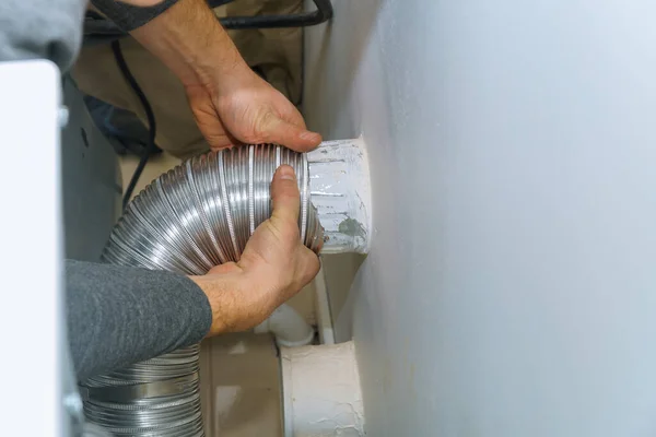 Installation Tuyaux Pour Machine Laver Salle Bain Laverie Automatique — Photo