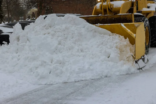 Winter Sneeuw Verwijderen Voertuig Verwijderen Van Sneeuw Zware Sneeuwval Manier — Stockfoto