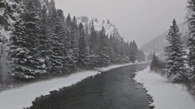 Karlı Kuzey Yellowstone Nehri