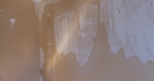 Roller painting, pittura operaia sulla parete superficiale in acciaio con la spazzola a rulli — Video Stock