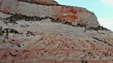 Utah, ABD 'de dağ zirvesi olan cennet Zion Ulusal Parkı manzarasının manzaralı panoramik manzarası