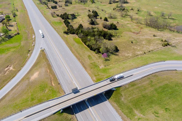 Veduta Aerea Della Strada Statale Giunzione Trasporto Dal Drone Altezza — Foto Stock