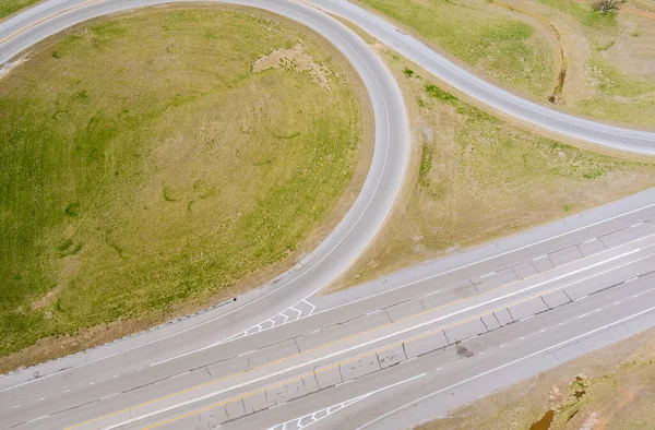 Vista Aerea Dall Alto Della Strada Raccordo Autostradale Nella Zona — Foto Stock