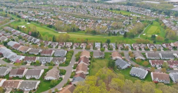 Top view of the sleeping area in street in the a small town of from above aerial view Ohio USA — Stock Video