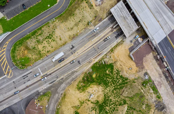 Fase Ristrutturazione Ricostruzione Ponte Riparazione Stradale Sulla Strada Statale Usa — Foto Stock