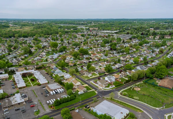 Vol Avec Drone Dessus Avec Des Maisons Basses Dans Une — Photo