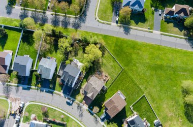 Panoramik manzara yükseklik çatıları küçük kuş uçuşlu evler NJ USA