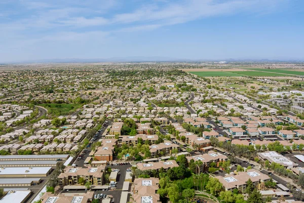 Aerial view urban quarter of residential development area roofs landscape on the Avondale small-town city AZ USA