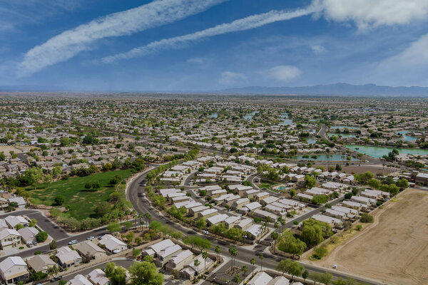 Panoramic view of with a house in Avondale town on a sunny day in the Arizona USA