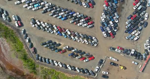 Panorama view in many car parking auction lot — Stock Video