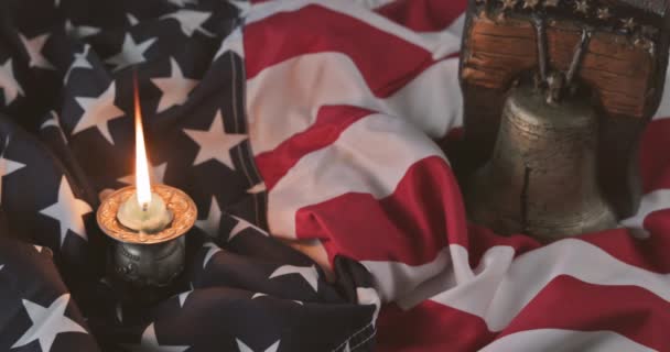 Memorial Happy day remember those who served with Candle memory and Remember bell — Stock video